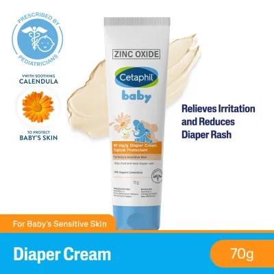 Cetaphil Baby Diaper Cream 70g with Organic Calendula & Sunflower Seed Oil for Newborn | Hypoallergenic & Fragrance-Free | Reduces Diaper Rash & Prevents Reappearance | Soothes Sensitive Skin