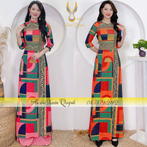 Áo Dài Họa Tiết Thổ Cẩm Tôn Dáng Thanh Lịch Lụa Habutai K99 - Áo Dài Xuân Quỳnh