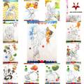 Combo 3 bộ hình vẽ tranh tô màu cho bé (bộ = 10 tờ) - đủ các loại hình công chúa, siêu nhân, trái cây, vịt donald, chuột mickey, doremon.... 