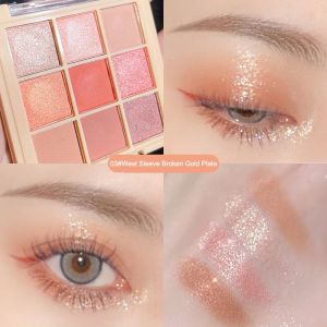 C.three 9-color Eye Shadow Earth Color Matte Sequins Eyeshadow Palette Student Makeup Cosmetics