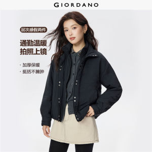 Giordano Beau Monde Women Fake two-piece loose padded jacket Free Shipping 13375662