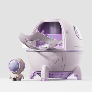 Mini Humidifier With Atmosphere Light for Bedroom Office Desktop Wireless Humidifier Cute space capsule Humidifier for Car 220ml Tight and Leak Proof