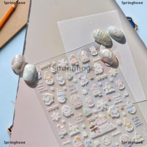 [COD] Springhooe Cute Santa Claus Crystal Ball Snowflake Snowman Christmas Tree Bow Nail Art Print Stickers Sweet Manicure Decals Nail Decor Gift