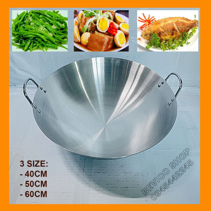 Chảo inox 40cm/45cm/50cm/60cm | dùng cho nhà hàng, quán ăn, gia đình ...