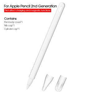 Cute Slim Protector for Apple Ipad Pencil Gen 2 2nd Generation Body Case Touch Stylus Pen Cover Protective Sleeve Silicone Soft Ultra Thin Non-Slip Nib Cap Anti-Shock Casing Accessories