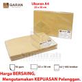 Amplop Kertas Coklat GARAN Ukuran A4 22 x 30 cm / Amplop Dokumen 22x30 1 pak isi 100 Lembar tebal 70 Gsm - Gram. 