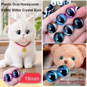 FZIPUA 20pcs 7 Colors Plastic Safety Glitter Eyes Retro Style 16mm Bear Animal DIY Dolls Eyes  Oval Puppet 3D Resin Cat Eyes