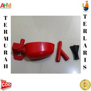 Nipel 1 Set Nipple Nippel Niple Nepel Tempat Minum Burung Puyuh Unggas Warna Merah