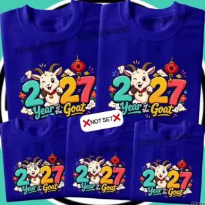 Luminous Blue Color Of The Year 2027 Year Of The Goat Family Shirt Cotton Family Matching Shirt
