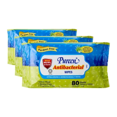 Pureen Antibacterial Wipes 3x80PCS - Wipes