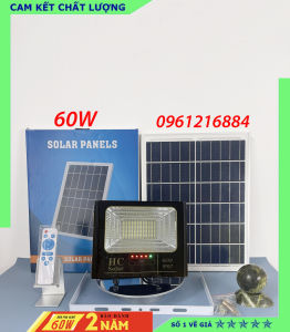 Đèn pha năng lượng mặt trời cao cấp 60W 100W 200W 300W & 500W thương hiệu HC SOLAR vỏ nhôm tấm pin rời ánh sáng trắng báo pin ngoài