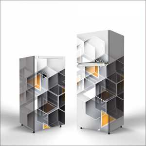 Stiker Kulkas Lem Kuat Premium Quality Full Geometri 1 Pintu dan 2 Pintu