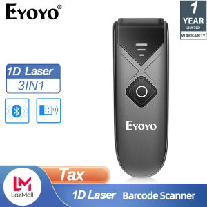 Eyoyo แบบพกพาขนาดเล็กเครื่องสแกนบาร์โค้ดบลูทูธ 1D Laser Wireless Barcode Scanner  3-In-1 2.4G ไร้สายและบลูทูธไร้สายและ USB แบบมีสายใช้ได้กับสมาร์ทโฟนแท็บเล็ต iPhone iPad แล็ปท็อป POS หรือคอมพิวเตอร์
