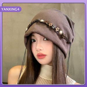 【YANXING4】 หมวกทรงแบ็กกี้ Y2k วินเทจโซ่ประดับดาวฝอยสไตล์โบฮีเมียนหลากหลายสไตล์ชาติพันธุ์ฤดูใบไม้ร่วงฤดูหนาวหมวกแบบสวมหัว
