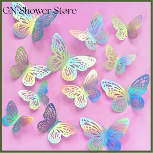 [GN Store] New 12pcs Happy Birthday Cake Topper Rose Folding Type Butterfly Kids Party Cake Topper Dessert Decoration Baby Shower Gift