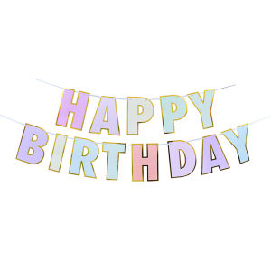 [SG Local Stock]INS Colorful macaron gilding Happy birthday letter conjoined party decoration Paper cardboard banner