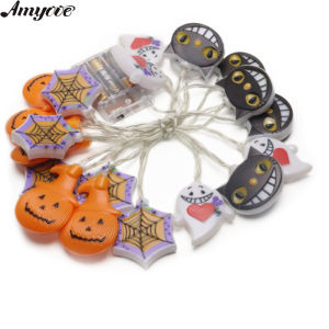 Amyove Halloween Led String Light Battery Powered Pumpkin Spider Lantern Light For Home Garden Party Outdoor Decoration