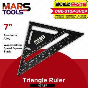 Buildmate x MARS TOOLS Aluminum Alloy Triangle Ruler 7" Inch Woodworking Speed Angle Square Black for Woodworking and Carpentry