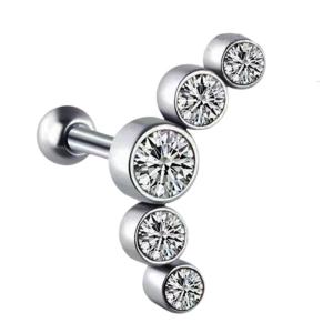 Elegant Stainless Steel Cartilage Earring with Czech Stone Helix Tragus Ear Accessory Piercing Body