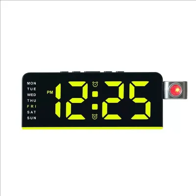 HXR LED Projection Alarm Clock Wall Time Projector Week Temp Night Light Snooze Dual Alarms Bedside Desktop Home Clock