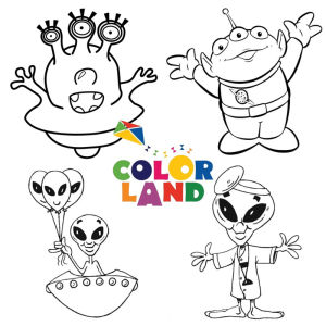 Người ngoài hành tinh Alien - Set 20 Tờ Tranh Tô Màu A4 A5 Dành Cho Màu Sáp Màu Chì - TRANH TÔ MÀU COLOR LAND