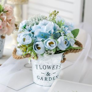 SG STOCK Specool® Artificial Flowers Ornaments Home Decor Artificial Floral Set (Bouquet+Vase) Wedding Decorations