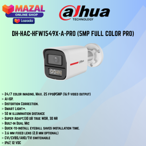 Dahua DH-HAC-HFW1549X-A-PRO 5MP WizColor HDCVI Bullet Camera | 24/7 Color | Smart Light+ | IP67 Outdoor | Dual Microphone | 2.8MM
