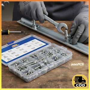 200pcs Cross recessed phillips hexagon head screw nut and washer three sems screw set kit M4 M5 M6 stainless steel three combination