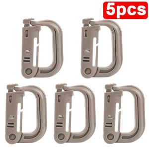 10Pcs Outdoor D-Type Carabiner Portable Grimloc Molle Lock Ring Quick Hook Backpack Snap Buckle Clip Camping Keychain Military Supplies