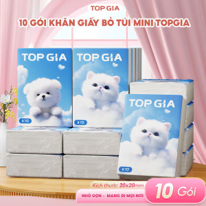Khăn giấy bỏ túi mini Top gia ( 4 lớp) 1 gói 8 tờ mềm mịn an toàn cho da
