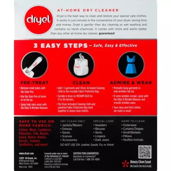 thumbnail image 2 of Dryel At-Home Dry Cleaner Starter Kit – Fresh Scent, Includes 6 Cleaning Cloths 2 of 6