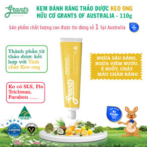 Kem đánh răng thảo dược hữu cơ keo ong Grants 110g-Ngừa sâu răngchảy máu chân răng ngừa viêm nướuê buốt răng giúp hơi thở thơm mát
