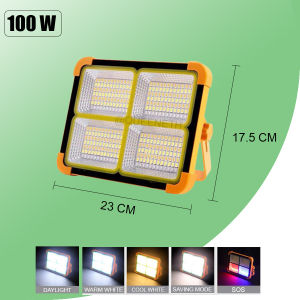 Super Bright 100w & 200w Solar Charging LED Flood Light Waterproof USB Emergency Bright Light Adjustable Light