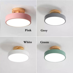 Nordic Wood Light Macaron Corridor Aisle Entrance Ceiling Light Fixture Indoor Luminaire Kitchen Living Room Bedroom LED Ceiling Lights Modern