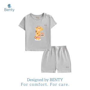 Bộ cộc tay cài vai in hươu BENTY BT003 chất vải co giãn 4 chiều quần áo trẻ em mềm mịn cho bé