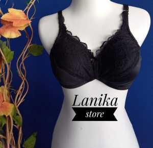 Bra Renda Brukat Setengah Tanpa Kawat dan Tanpa Busa Bahan Hyget + Renda/Brukat Cantik Warna Hitam