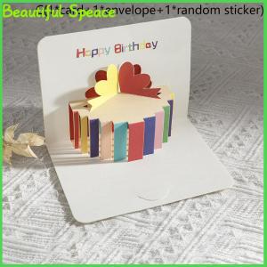 Beautiful 3D Happy Birthday Card Cake Flower Card With Envelope Funny Birthday Card For Women Men Kid Friends Greeting Cards Gift Party