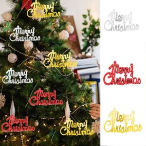 YERZ 10pcs Decorative Christmas Letter Sign Pendant Plastic Hanging Merry Christmas Letter Ornament Christmas Listing Ornaments Gold/Silver/Red Xmas Tree Hanging Pendant Christmas