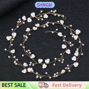 SHNGki Crystal Headbands Wedding Hair Accessories Handmade Floral Pearl Rhinestone Hair Ornament For Bride Girls