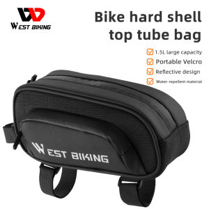 WEST BIKING Hard Shell EVA Bicycle Bag Front Tube Bag 1.5L Large Capacity Waterproof MTB Multifunctional Bag Bicycle Accessories