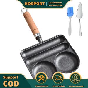 【HOSPORT】 4-Cup Iron Egg Frying Pan Nonstick Fried Egg Pan Pancake Pan Compatible with Gas Stove and Induction Cooktop