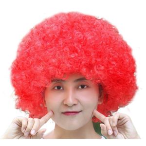 BEAUTYLADIES Cosplay Hairs Rainbow Wavy Clown Wig Synthetic Wigs Costume Party Explosive Head Wig Performance Christmas Carnival Football Fans Wigs Adult Kids Gift