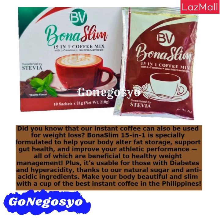 Bona Slim 15 in 1 slimming coffee mix, with LCarnitine + Garcinia
