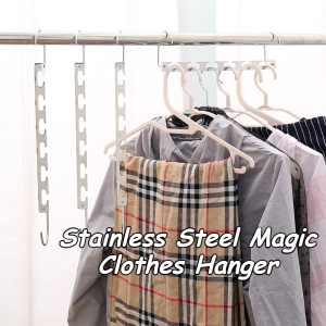 Stainless Steel Magic Hanger 9 Hole Multi-port Clothes Hangers Storage Artifact Hanger Folding
