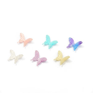 4/6pcs 17X22mm Fashion Multicolor Acrylic Stereo Butterfly Simulated Charms Accessories For DIY Accessories For Women Jewelry Making
