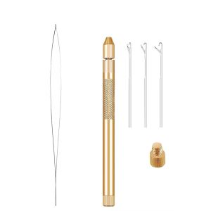 CANICECA Aluminum Hair Extension Tools Ventilating 4-in-1 Knitting Hook s DIY Crochet s Loop  Threader