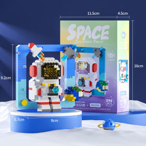 Mini Bricks Toys Cute Cartoon Spaceman with Glowing Lgiht Creative Building Blocks Toys for Kids Girls