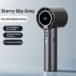 【COD】Mini Kipas Strong Wind Digital Display Adjustable Turbo Kipas Tangan USB Rechargeable