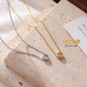 Noin - Kalung Titanium Hati Kecil Wanita Korea Gold Perhiasan Anti Karat