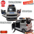 Diecast Miniatur Mainan Mobil Mobilan Anak Wuling Police Swat Mini Car 4 Door Open Suara & Lampu Menyala. 